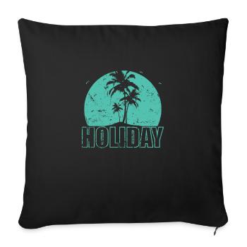 Vacances Palmiers et Plage Arbre Vacances - Housse de coussin décorative 45 x 45 cm - noir - Devant