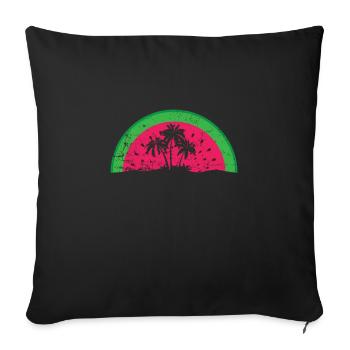 Île avec plage et palmiers vacances - Housse de coussin décorative 45 x 45 cm - noir - Devant