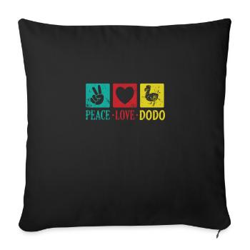 Peace Love Dodo Bird from Mauritius - Sofa pillowcase 17,3'' x 17,3'' (45 x 45 cm) - black - Front