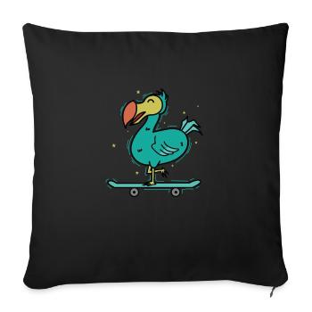 Dodo monte un oiseau sur une planche à roulettes - Housse de coussin décorative 45 x 45 cm - noir - Devant