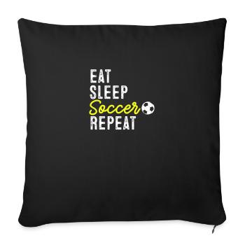 Football Eating Sleeping Repeating Football - Sofa pillowcase 17,3'' x 17,3'' (45 x 45 cm) - black - Front