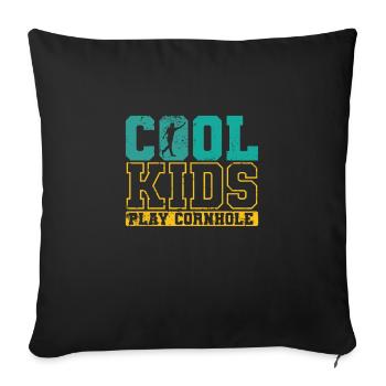 Cool Kids play Cornhole Leisure Hobby - Sofa pillowcase 17,3'' x 17,3'' (45 x 45 cm) - black - Front