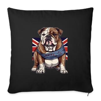 British Bulldog et Union Jack Flage Design - Housse de coussin décorative 45 x 45 cm - noir - Devant
