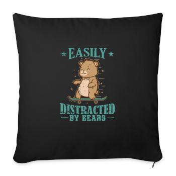 Facilement distrait par la forêt animale des ours - Housse de coussin décorative 45 x 45 cm - noir - Devant