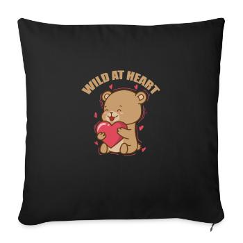 Wild at Heart Bear Animal Forest - Sofa pillowcase 17,3'' x 17,3'' (45 x 45 cm) - black - Front