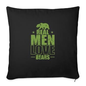 De vrais hommes aiment les ours Animal de la forêt - Housse de coussin décorative 45 x 45 cm - noir - Devant