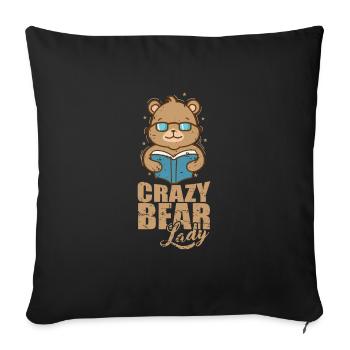Crazy Bear Lady Forest Animal - Sofa pillowcase 17,3'' x 17,3'' (45 x 45 cm) - black - Front