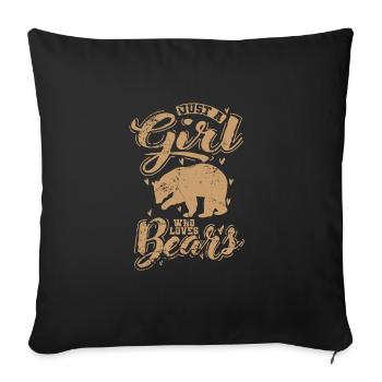 Just a Girls who loves Bears pink bear - Sofa pillowcase 17,3'' x 17,3'' (45 x 45 cm) - black - Front