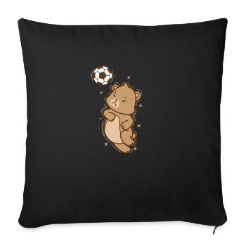 Ours jouant au football Animal de la forêt - Housse de coussin décorative 45 x 45 cm - noir - Devant