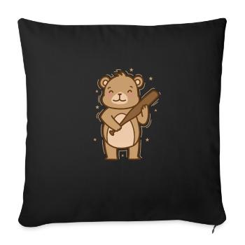 Bear plays baseball forest animal - Sofa pillowcase 17,3'' x 17,3'' (45 x 45 cm) - black - Front