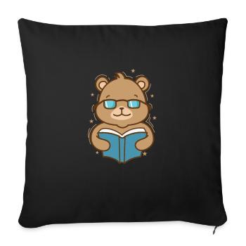 Bear reads a book forest animal - Sofa pillowcase 17,3'' x 17,3'' (45 x 45 cm) - black - Front