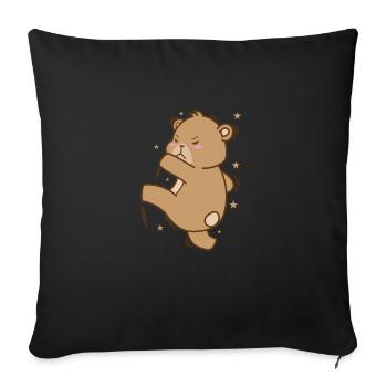 Bear throws a ball forest animal - Sofa pillowcase 17,3'' x 17,3'' (45 x 45 cm) - black - Front