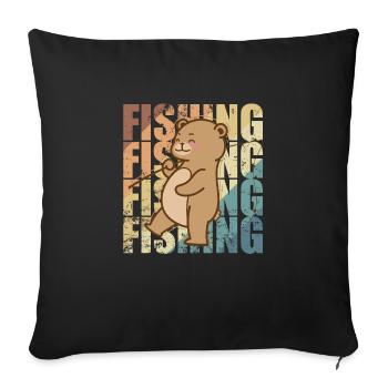 Bear Goes Fishing Forest Animal - Housse de coussin décorative 45 x 45 cm - noir - Devant