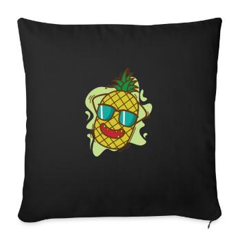 Ananas chillt im Urlaub tropisch süße Frucht - Sofakissenbezug 45 x 45 cm - Schwarz - Vorne
