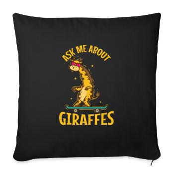 Ask me about Giraffes Zoo Safari - Sofa pillowcase 17,3'' x 17,3'' (45 x 45 cm) - black - Front
