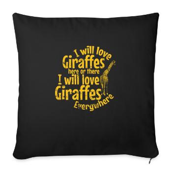 J’adorerai les girafes ici ou là Safari - Housse de coussin décorative 45 x 45 cm - noir - Devant