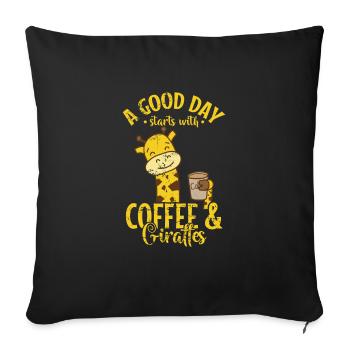 Une bonne journée commence avec du café et des girafes - Housse de coussin décorative 45 x 45 cm - noir - Devant
