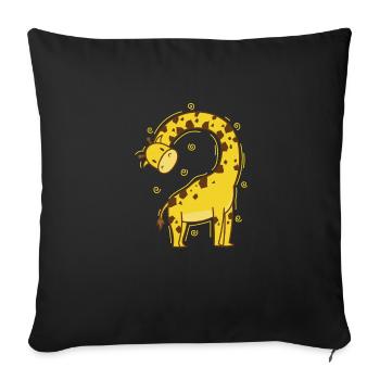 Giraffe with crooked neck Zoo Animal Park - Sofa pillowcase 17,3'' x 17,3'' (45 x 45 cm) - black - Front