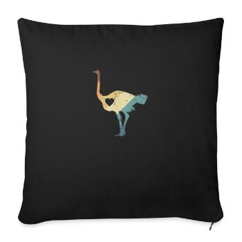 Ostrich bird animal in the savannah - Sofa pillowcase 17,3'' x 17,3'' (45 x 45 cm) - black - Front