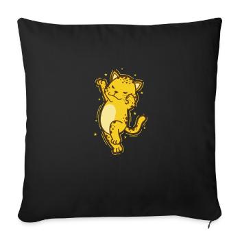 Leopard dancing big cat predator Africa - Sofa pillowcase 17,3'' x 17,3'' (45 x 45 cm) - black - Front