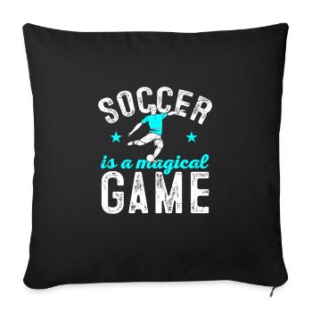 Le football est un jeu magique jeu de football - Housse de coussin décorative 45 x 45 cm - noir - Devant
