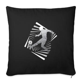 Fußball Plaer Kick Ball Mit Wirbeln - Sofakissenbezug 45 x 45 cm - Schwarz - Vorne