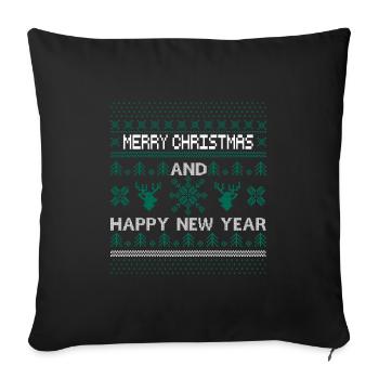 Merry Christmas and a Merry Christmas Eve - Sofa pillowcase 17,3'' x 17,3'' (45 x 45 cm) - black - Front