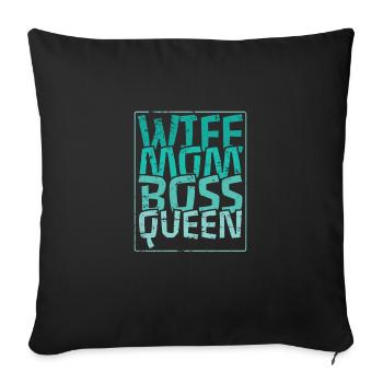 Épouse Maman Chef Queen Mama Fête des mères - Housse de coussin décorative 45 x 45 cm - noir - Devant