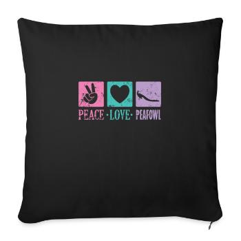 Peace Love Peafowl Bird Plumage Pheasant - Sofa pillowcase 17,3'' x 17,3'' (45 x 45 cm) - black - Front
