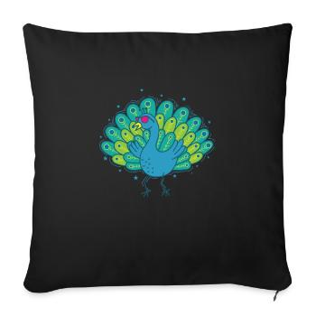 cool peacock with sunglasses bird feathers - Sofa pillowcase 17,3'' x 17,3'' (45 x 45 cm) - black - Front