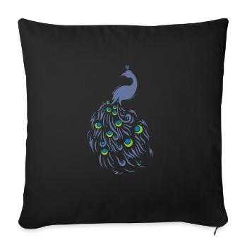 Peacock with beautiful tail bird animal - Sofa pillowcase 17,3'' x 17,3'' (45 x 45 cm) - black - Front
