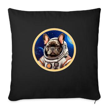Frenchie French Bulldog Astronaut Space - Sofa pillowcase 17,3'' x 17,3'' (45 x 45 cm) - black - Front