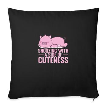 Snoozing with a Side of Cuteness Pajamas - Sofa pillowcase 17,3'' x 17,3'' (45 x 45 cm) - black - Front