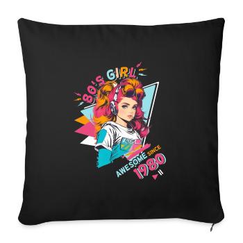 80s Born 1980 Birthday Design Women - Sofa pillowcase 17,3'' x 17,3'' (45 x 45 cm) - black - Front