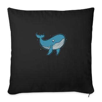Le rorqual bleu vit dans l’océan aquatique - Housse de coussin décorative 45 x 45 cm - noir - Devant