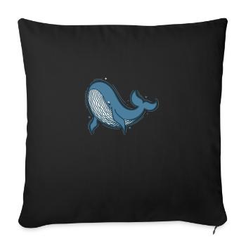 Rorqual bleu dans l’eau de mer - Housse de coussin décorative 45 x 45 cm - noir - Devant