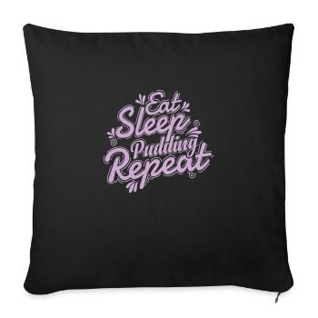Ok But first Pudding Dessert Süßspeise - Sofa pillowcase 17,3'' x 17,3'' (45 x 45 cm) - black - Front