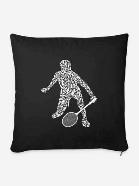 Joueurs de badminton Badminton Garçons - Housse de coussin décorative 45 x 45 cm - noir