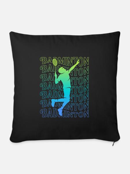 Joueurs de badminton Badminton Badminton Garçons - Housse de coussin décorative 45 x 45 cm - noir