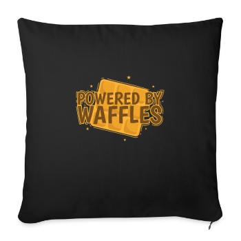 Powered by Waffles Teig Gebäck Snack - Sofakissenbezug 45 x 45 cm - Schwarz - Vorne