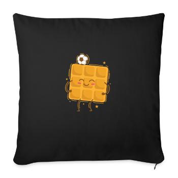 Waffel spielt Fußball Teig Gebäck Snack - Sofakissenbezug 45 x 45 cm - Schwarz - Vorne