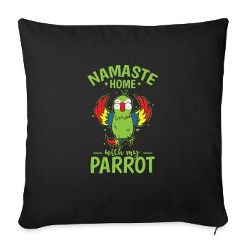 Namaste Home avec mon oiseau animal perroquet - Housse de coussin décorative 45 x 45 cm - noir - Devant