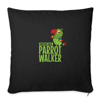 Official Parrot Walker Animal Tropics Bird - Sofa pillowcase 17,3'' x 17,3'' (45 x 45 cm) - black - Front