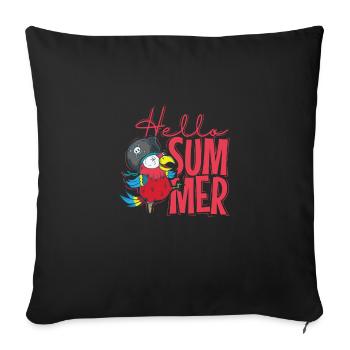Bonjour l’été Perroquet Pirate Animal Oiseau - Housse de coussin décorative 45 x 45 cm - noir - Devant