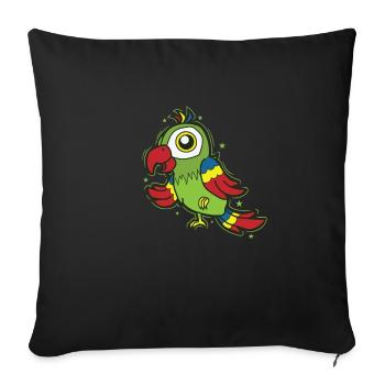 Perroquet debout sur un oiseau - Housse de coussin décorative 45 x 45 cm - noir - Devant