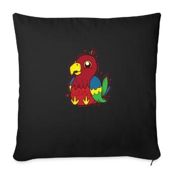 Papagei sitzt Vogel Tier - Sofakissenbezug 45 x 45 cm - Schwarz - Vorne