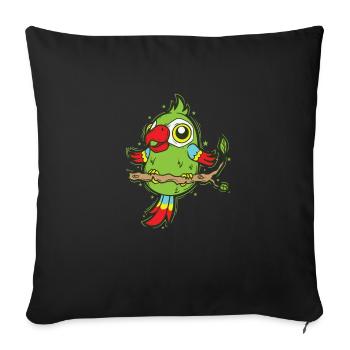Parrot on a Tree Bird Exotic Animal - Sofa pillowcase 17,3'' x 17,3'' (45 x 45 cm) - black - Front