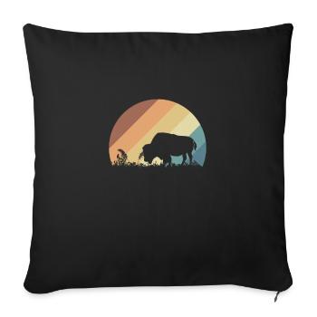 American Bison Animal Herd Nature - Sofa pillowcase 17,3'' x 17,3'' (45 x 45 cm) - black - Front