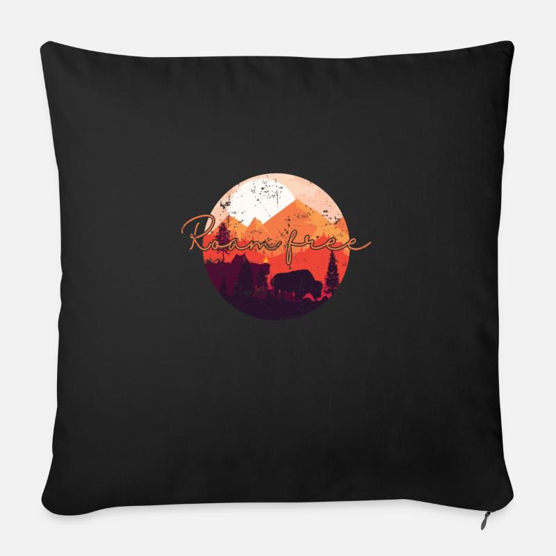 errer librement bison animal - Housse de coussin décorative 45 x 45 cm - noir