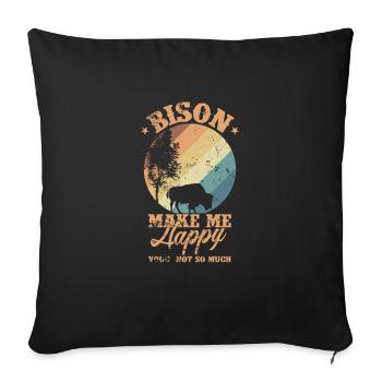 Bison make my happy environmental animal - Sofa pillowcase 17,3'' x 17,3'' (45 x 45 cm) - black - Front